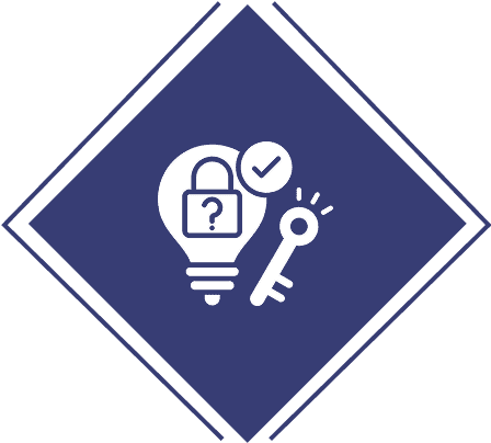 Lightbulb with lock and key icon.